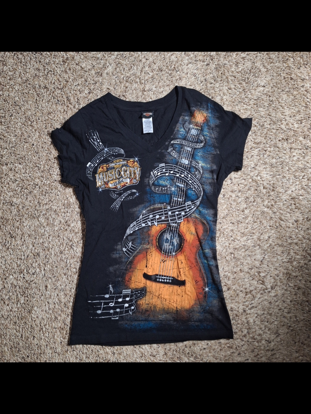 Harley-Davidson 2017 Boswell's Music City Rhinestone V-Neck Tee - Size M